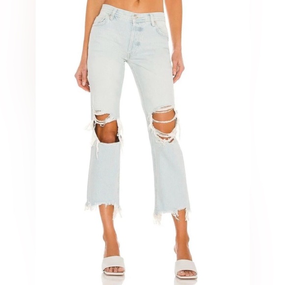 Free People Denim - Free People We The Free Maggie Denim Distressed Straight Leg Jeans Size 30